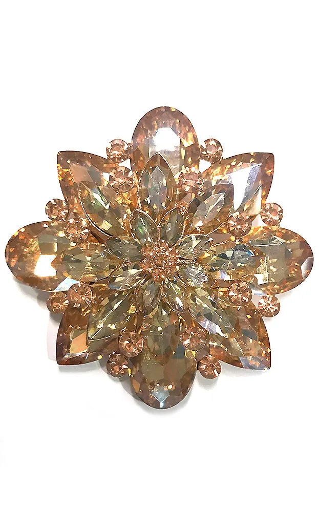 06672 Topaz Crystal Chunky Flower brooch