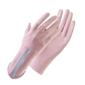 1 Pair XC-14 Riding Driving Sunscreen Anti-UV Fingerless Ice Silk Gloves, Style: Line (Pink)