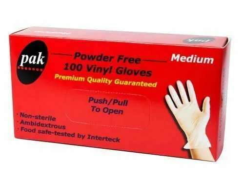 1000Pcs Premium Vinyl Disposable Gloves Clear Powdered Powder Free Medium/Large