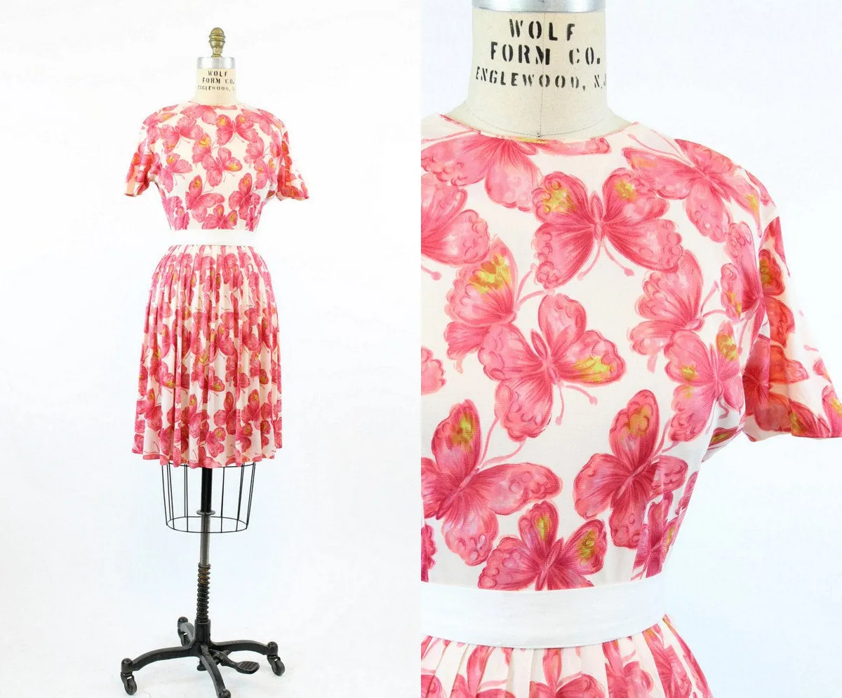 1950s BUTTERFLY novelty print dress xs | new spring