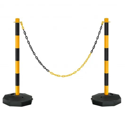 2 Pack 34'' Traffic Delineator Poles with Fillable Base-Yellow