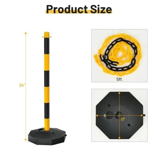 2 Pack 34'' Traffic Delineator Poles with Fillable Base-Yellow