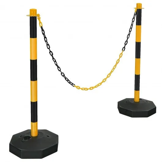 2 Pack 34'' Traffic Delineator Poles with Fillable Base-Yellow