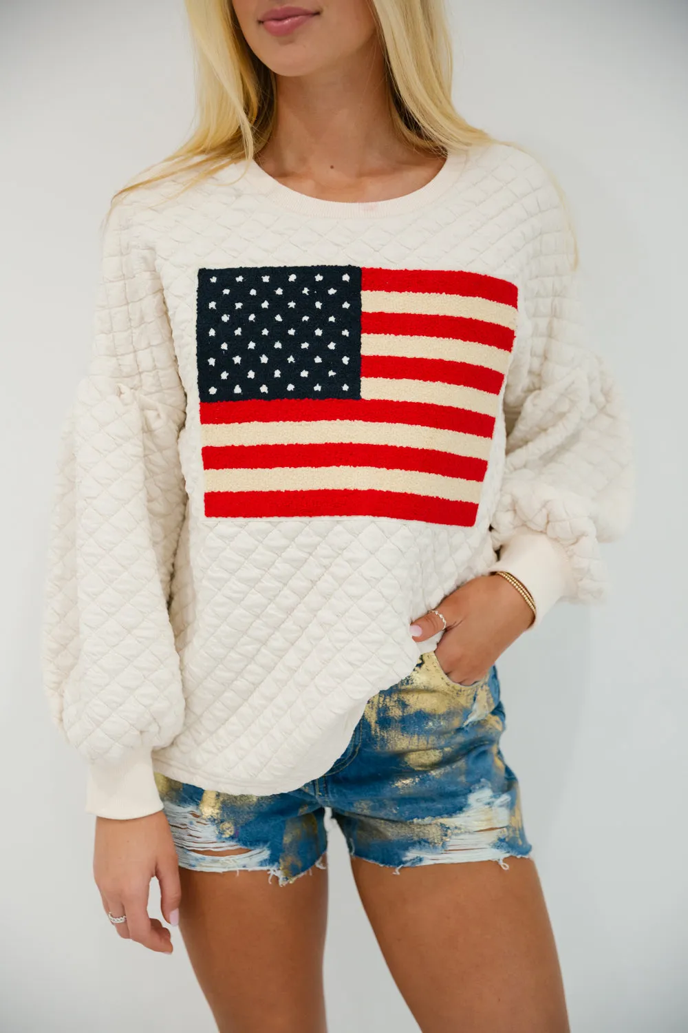 ALL AMERICAN QUILTED PULLOVER