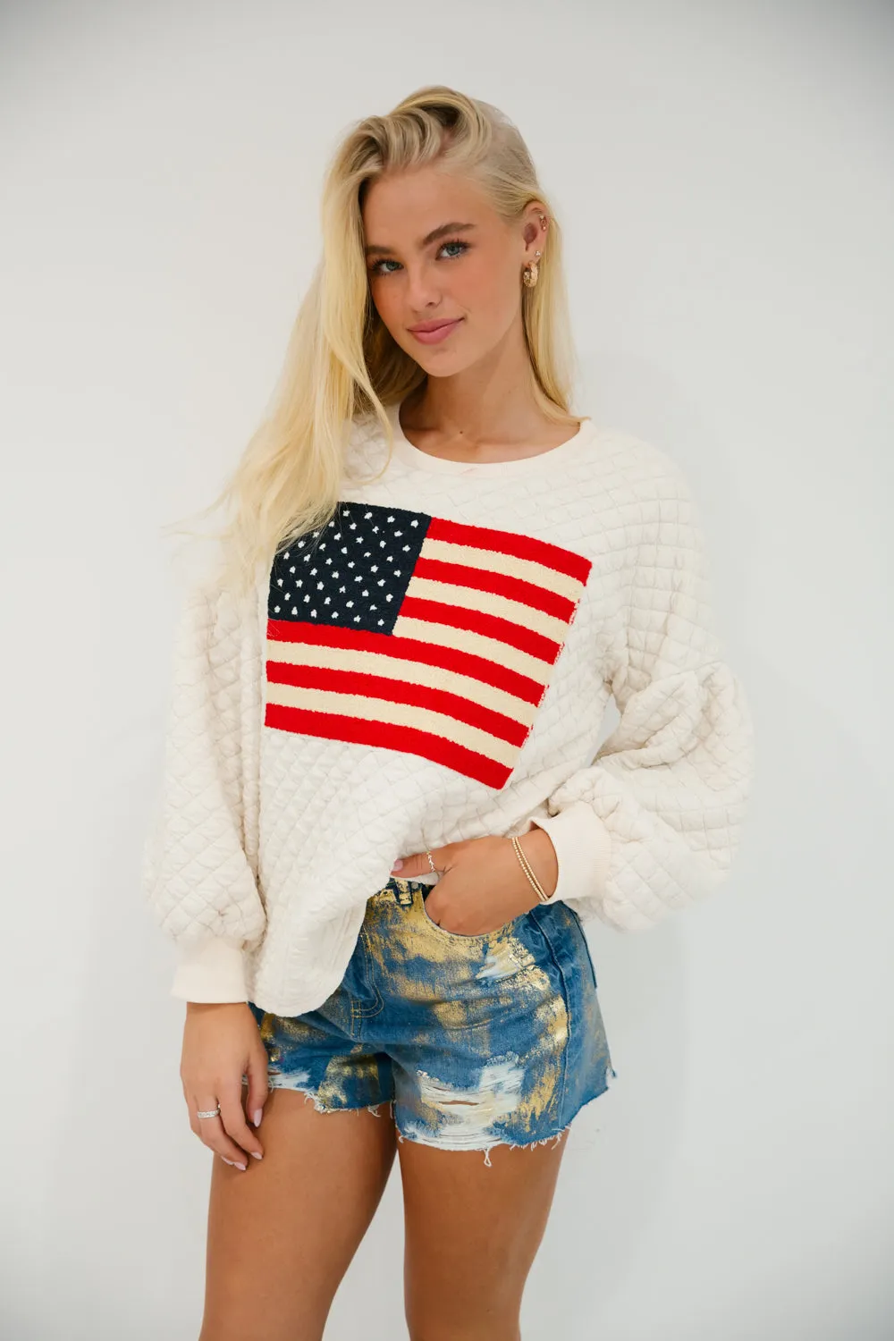 ALL AMERICAN QUILTED PULLOVER