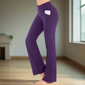 ALLUKASA Relaxing High Elastic Waist Flared Yoga Style with Pocket Pants