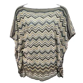 Alpaca Wool Silk Blend Poncho Designer By Calypso St Barth In Checkered Pattern, Size: Xs