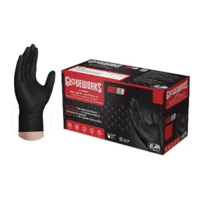 Ammex Gloveworks RDT Black Nitrile PF Ind Gloves 6 Mil