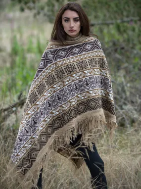 Andean Alpaca Ruana Open Poncho for Women