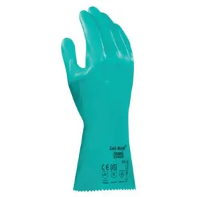 Ansell Sol-Knit Nitrile Gloves, Gauntlet Cuff, Green, Size 10, 103715