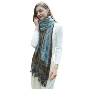 Anyyou 100% Pure Merino Wool Sky Blue Poncho Winter Large Scarf Pashmina Shawl Bandana Neck Wrap For Women