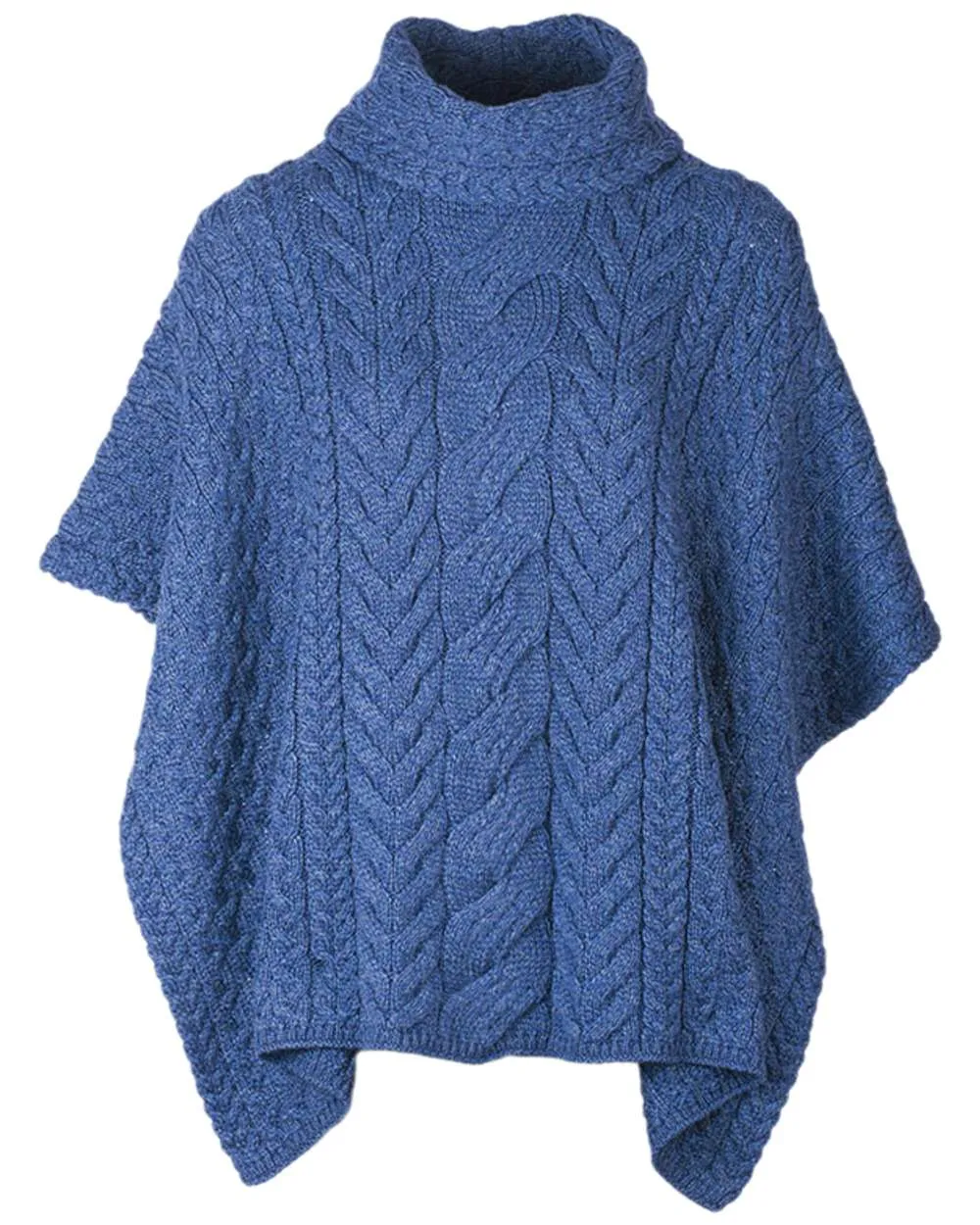 Aran Merino Wool Cowl Neck Poncho