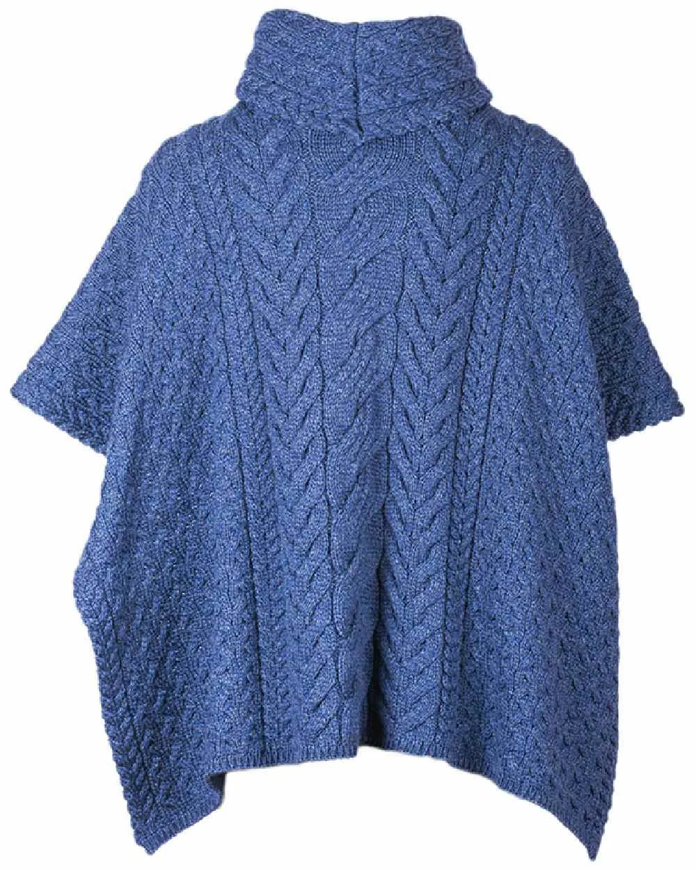 Aran Merino Wool Cowl Neck Poncho