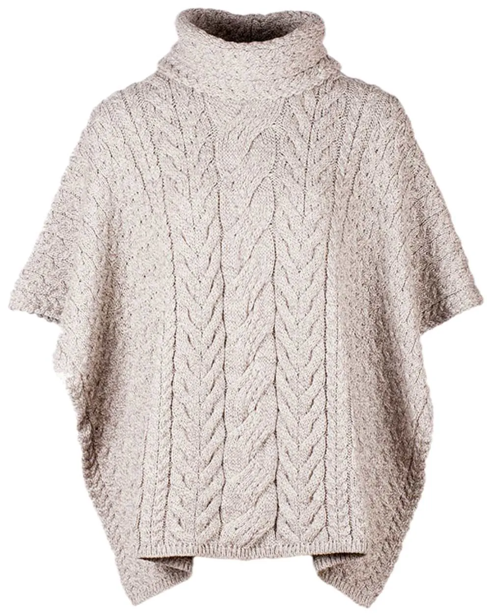 Aran Merino Wool Cowl Neck Poncho