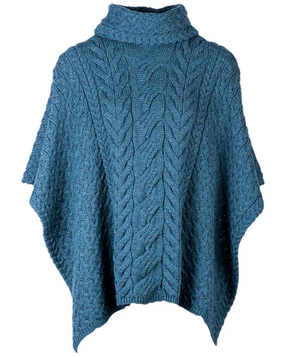 Aran Merino Wool Cowl Neck Poncho