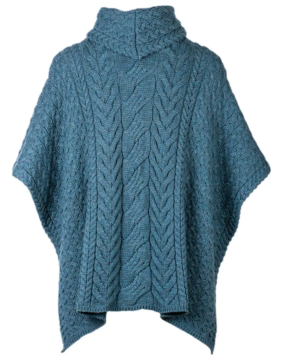 Aran Merino Wool Cowl Neck Poncho