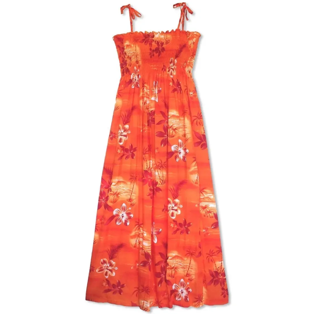 Aurora Orange Maxi Hawaiian Dress