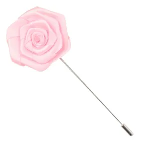 Bassin and Brown Rose Flower Lapel Pin - Pastel Pink