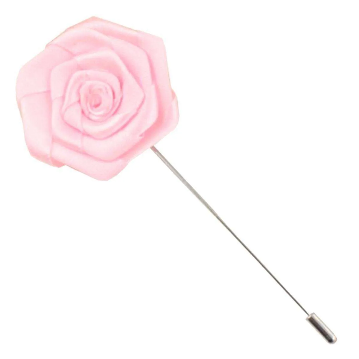 Bassin and Brown Rose Flower Lapel Pin - Pastel Pink