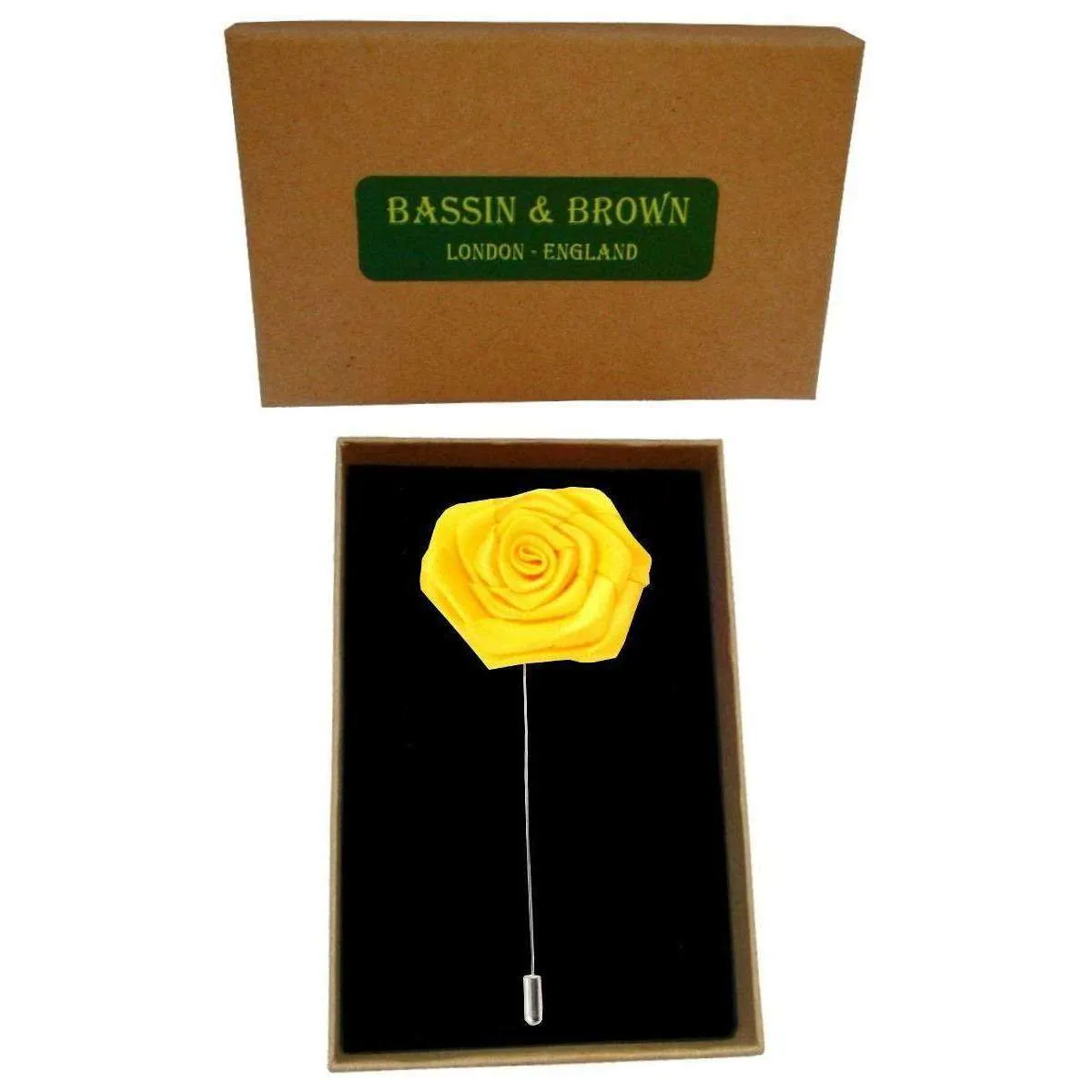 Bassin and Brown Rose Lapel Pin - Yellow