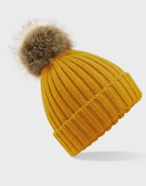 Beechfield Bobble Hat Mustard