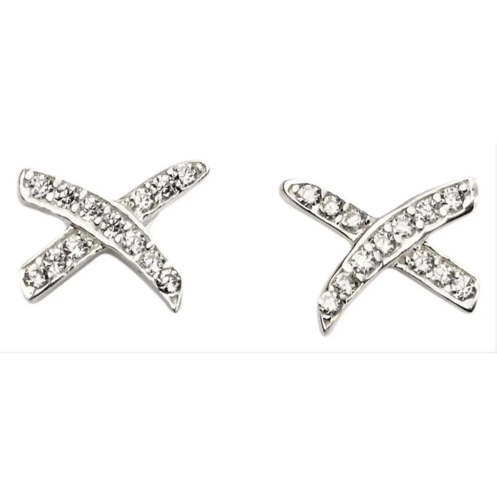 Beginnings Cubic Zirconia Kiss Earrings - Silver