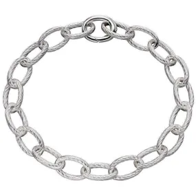 Beginnings Textured Link Charm Carrier Bracelet - Silver