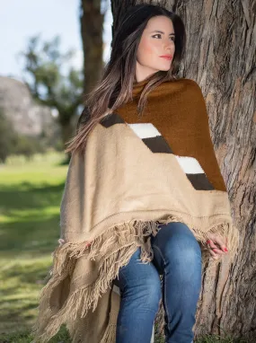 Bicolor Alpaca Shawl Open Poncho