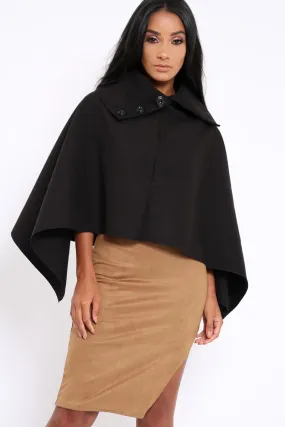 Black Funnel Collar Poncho - Caiden