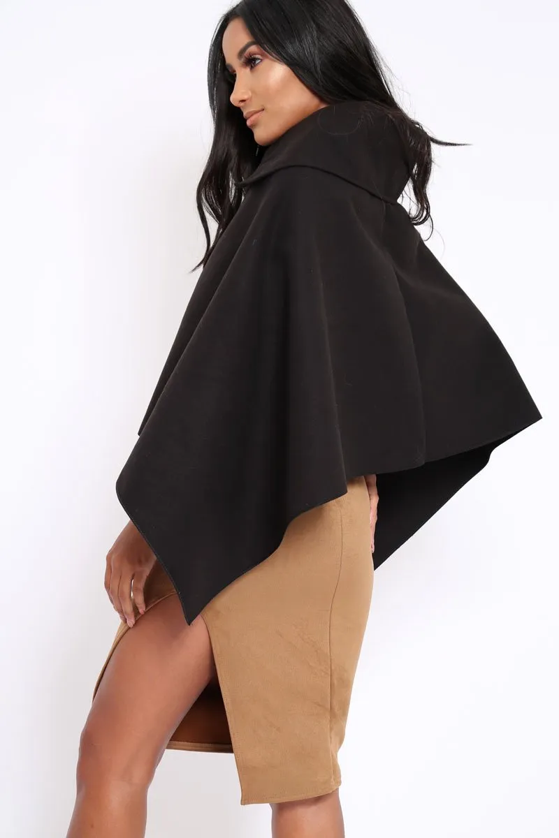 Black Funnel Collar Poncho - Caiden