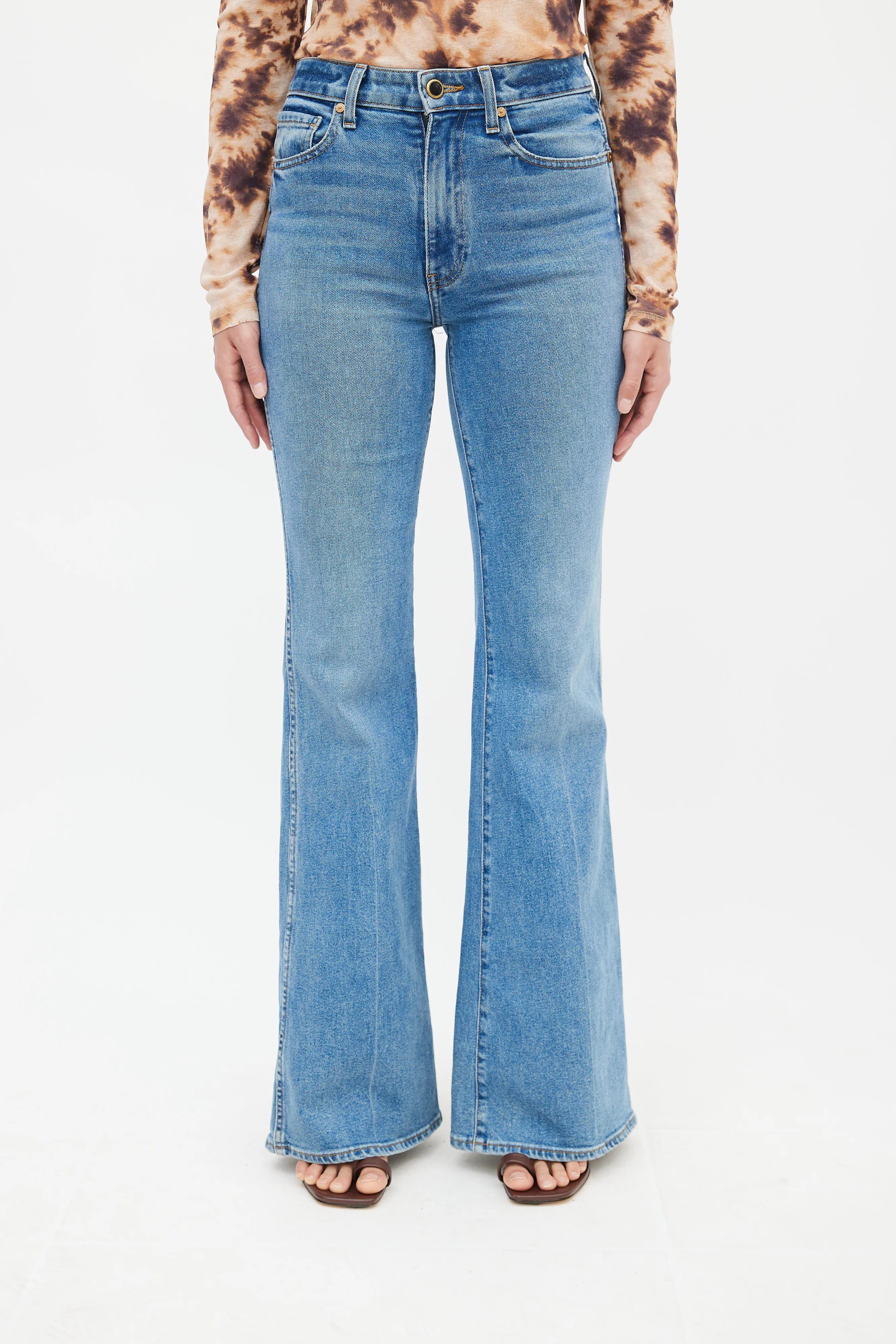 Blue Medium Wash Reece Flared Denim