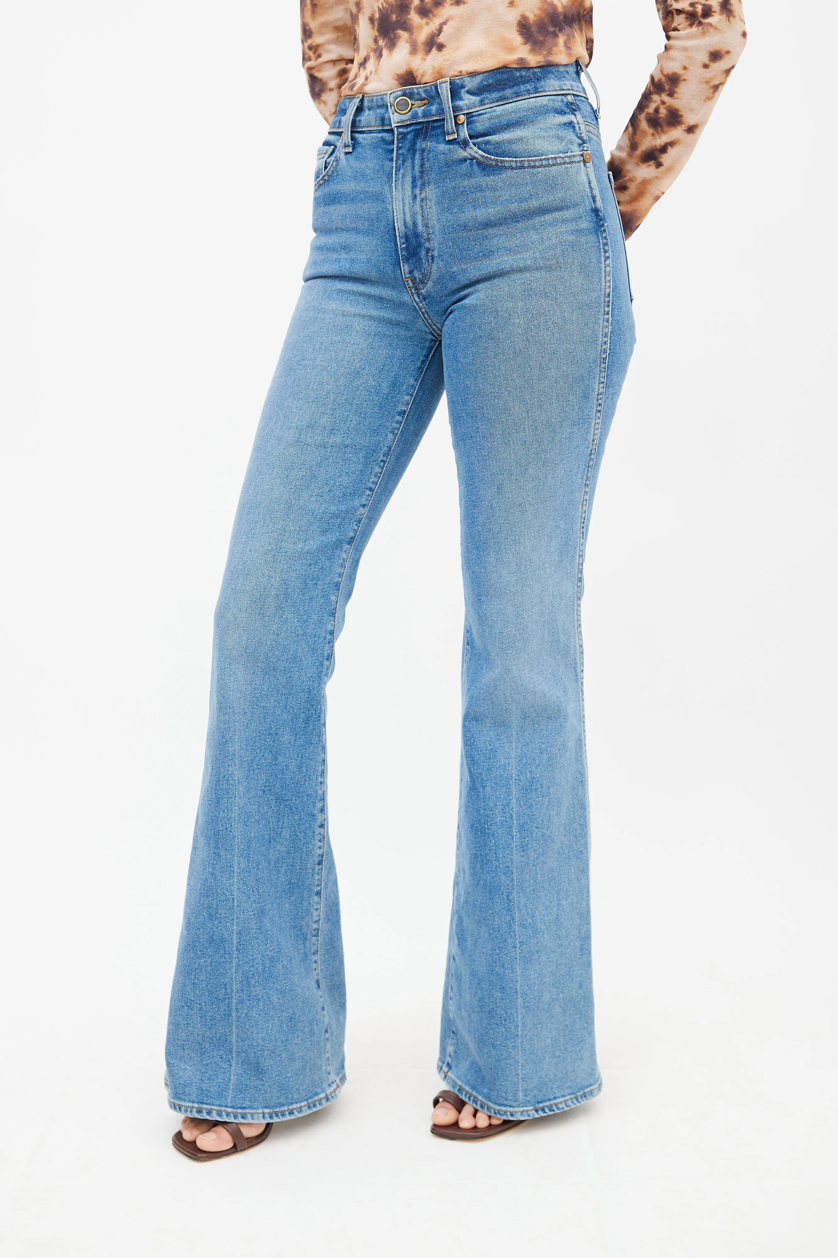 Blue Medium Wash Reece Flared Denim