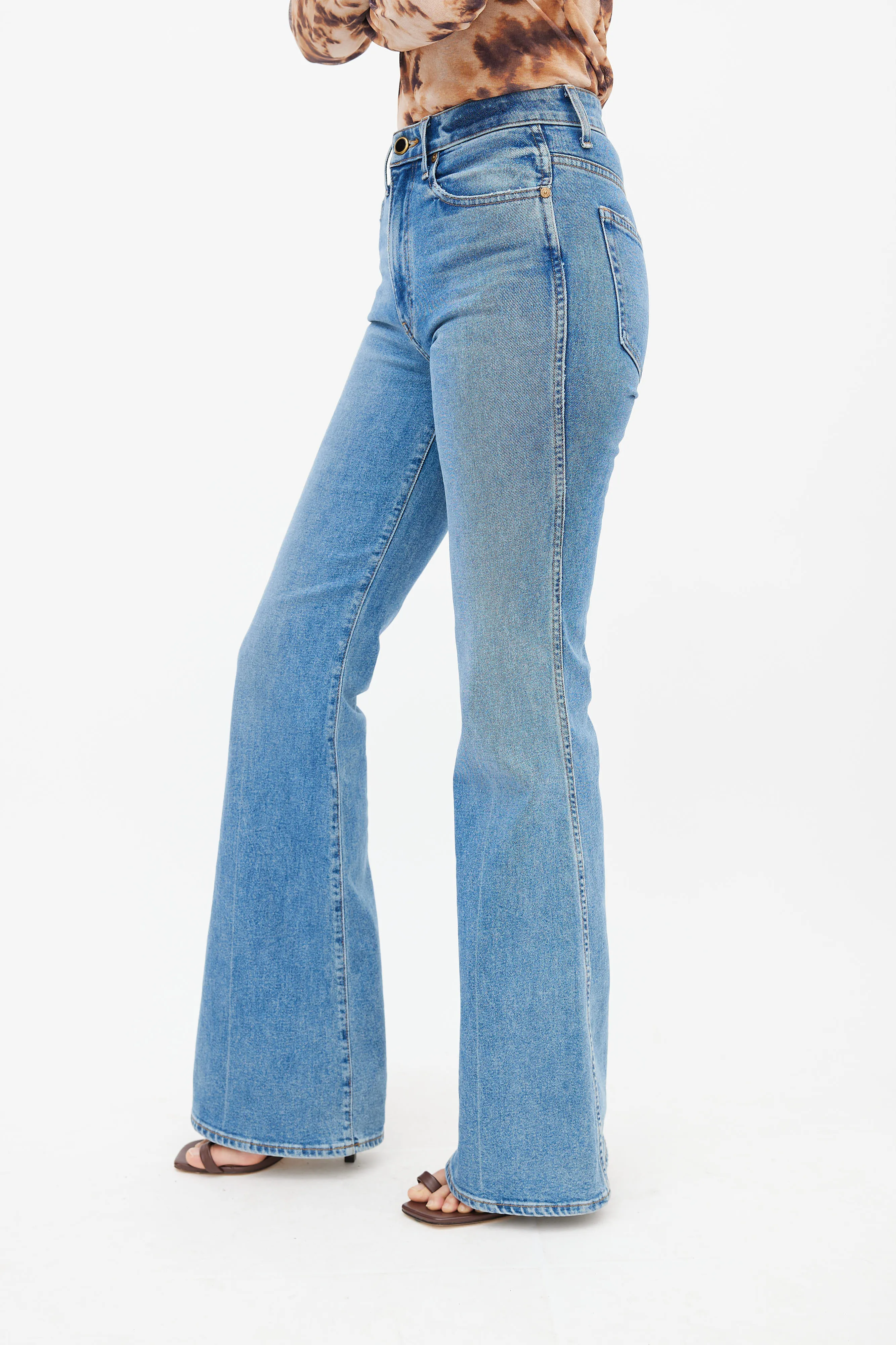 Blue Medium Wash Reece Flared Denim