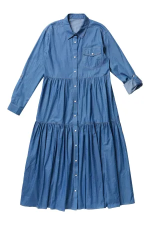 Blue Teen Denim Shirtdress with Snaps