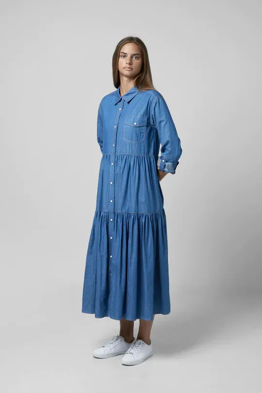 Blue Teen Denim Shirtdress with Snaps