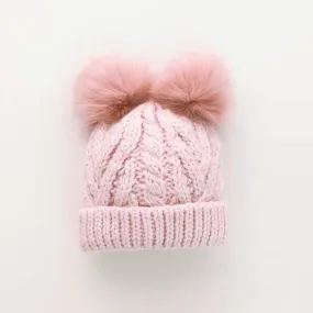 Blush Pink Fluffer Beanie Hat for Babies, Toddlers & Kids