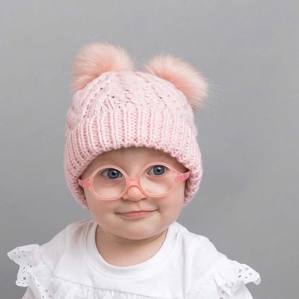 Blush Pink Fluffer Beanie Hat for Babies, Toddlers & Kids