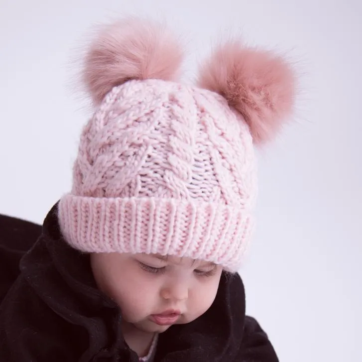 Blush Pink Fluffer Beanie Hat for Babies, Toddlers & Kids