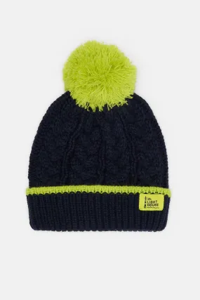 Bobbie Bobble Hat - Navy Lime