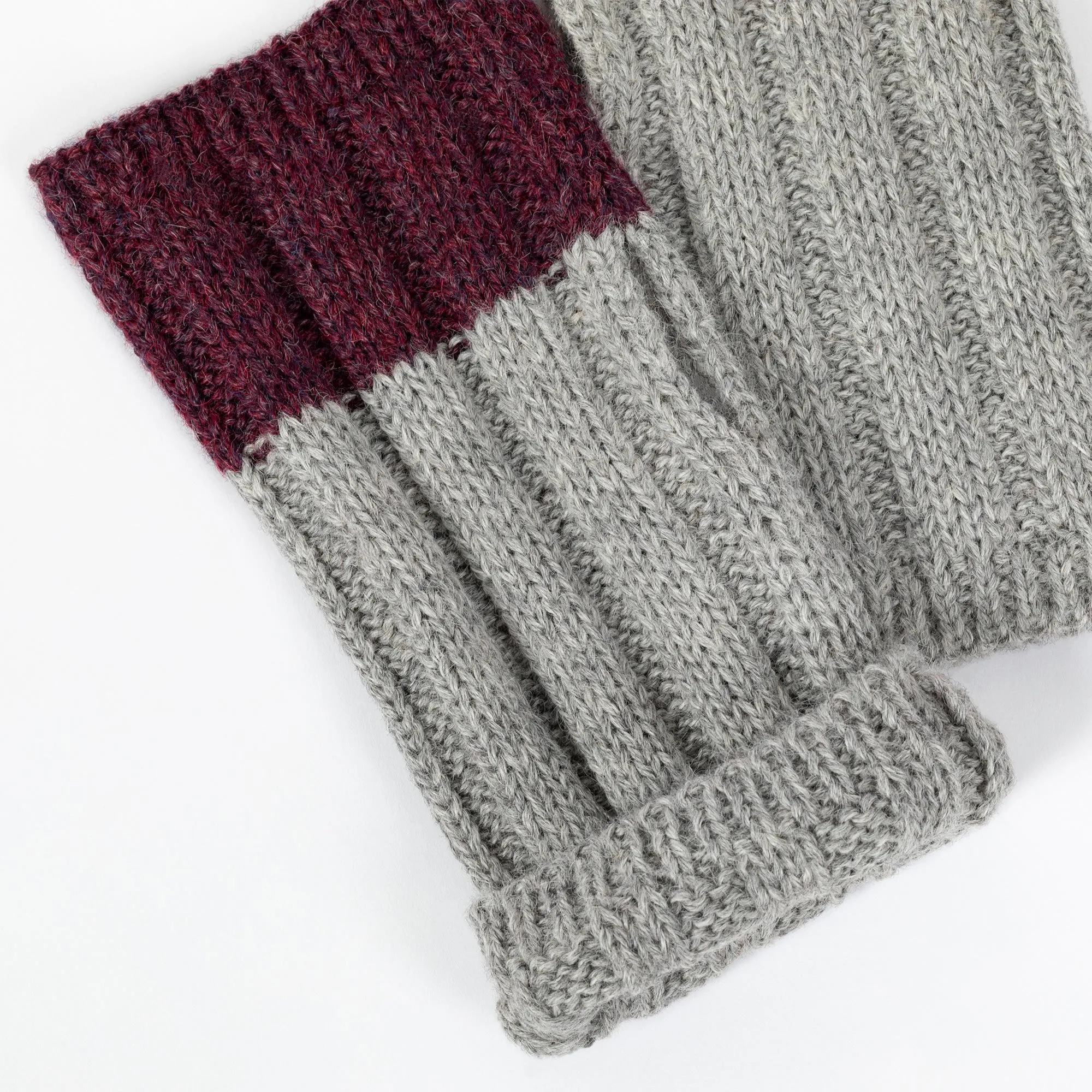 Braided Two-Toned Baby Alpaca Fingerless Mittens