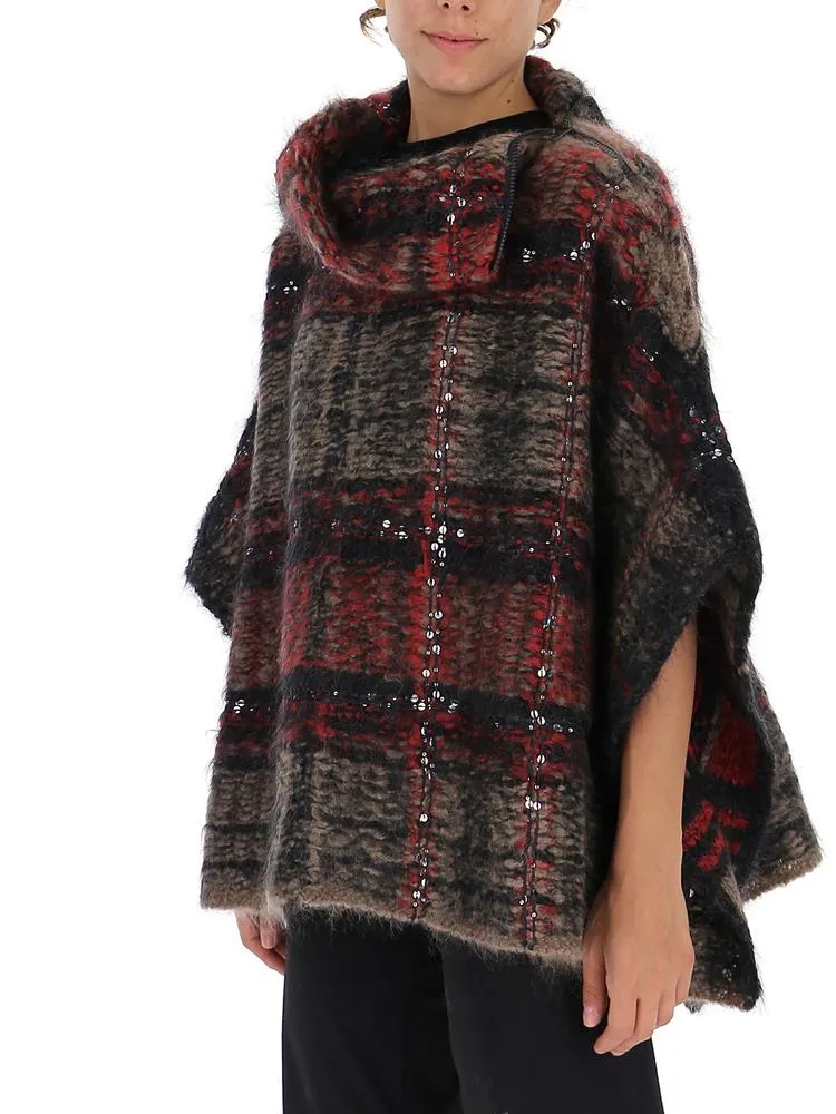 Brunello Cucinelli Tartan Poncho