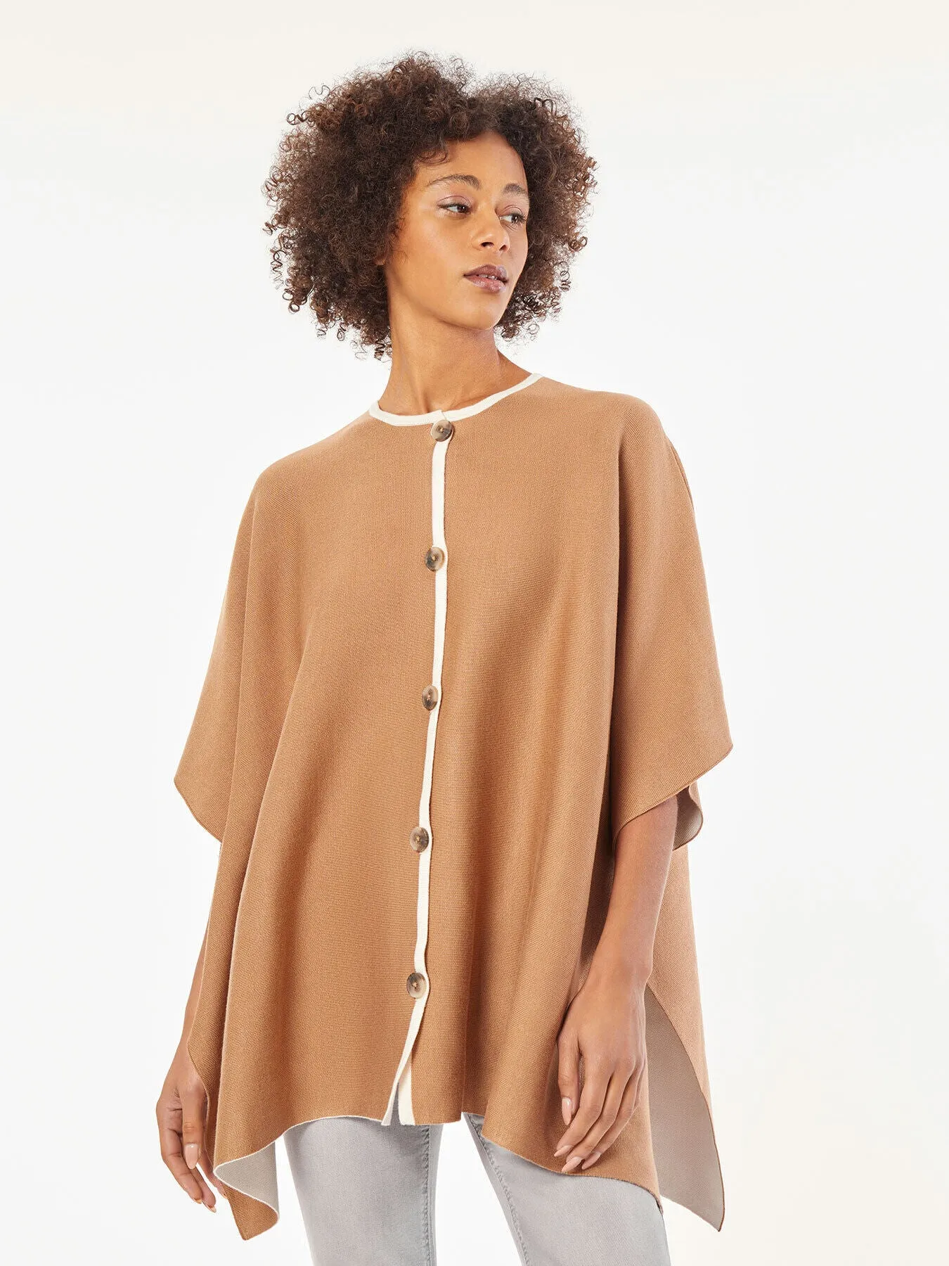 Button Front Knit Poncho