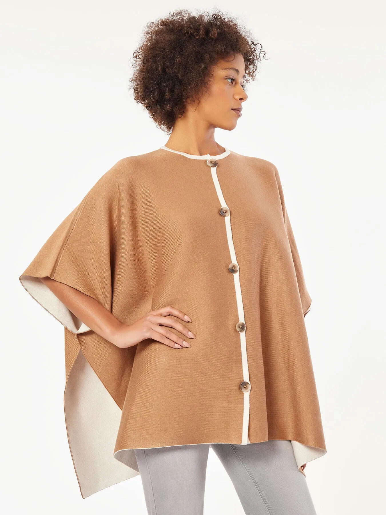 Button Front Knit Poncho