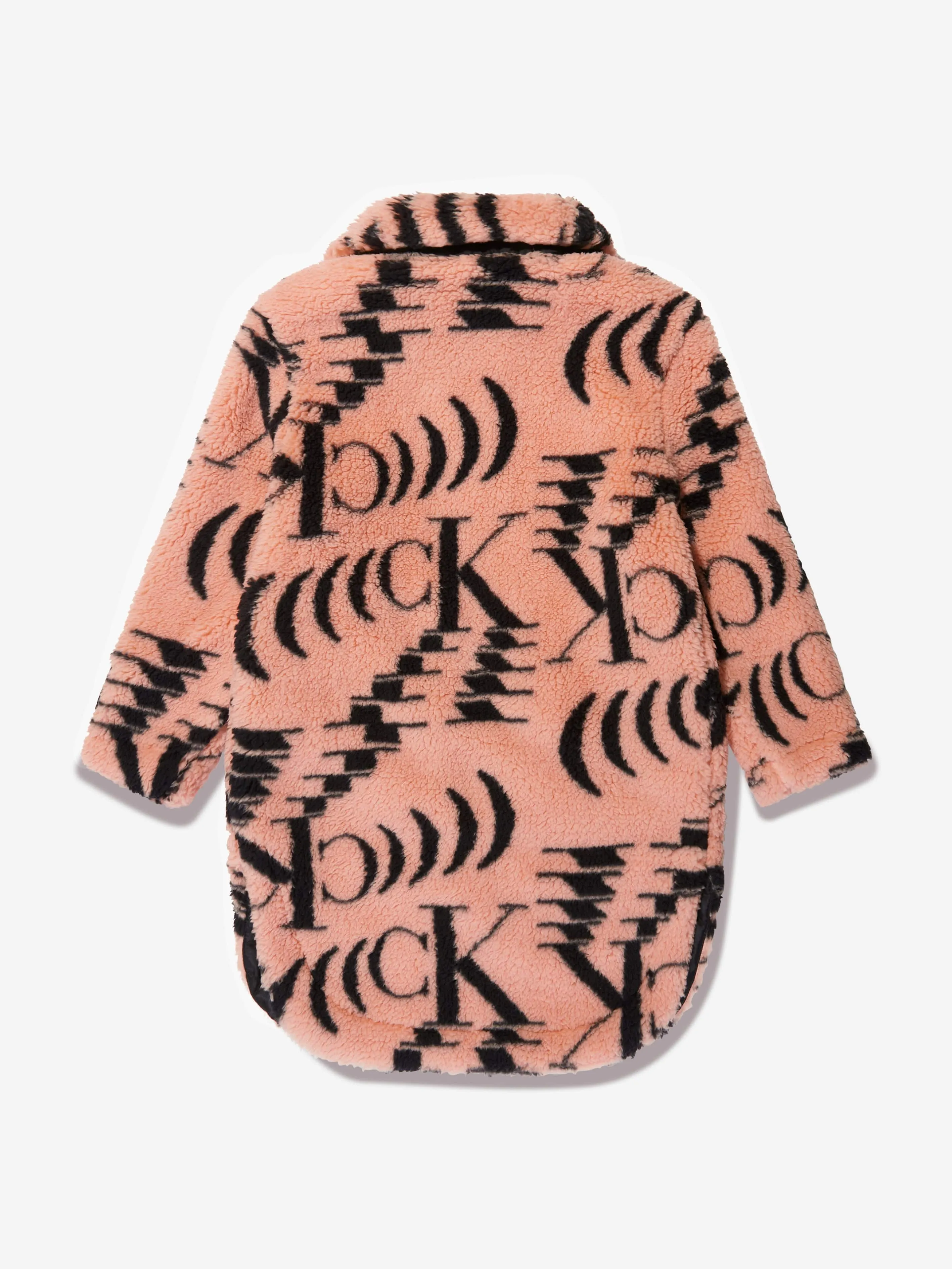 Calvin Klein Girls Monogram AOP Teddy Coat in Pink