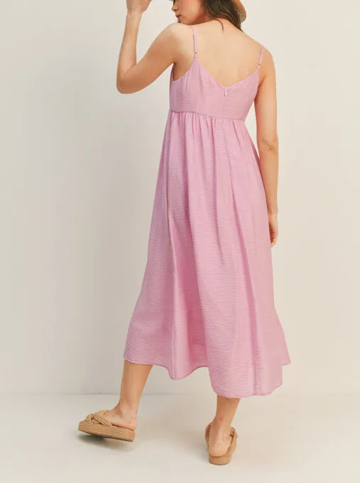 Carrie V Neck Cami Midi Dress In Pink