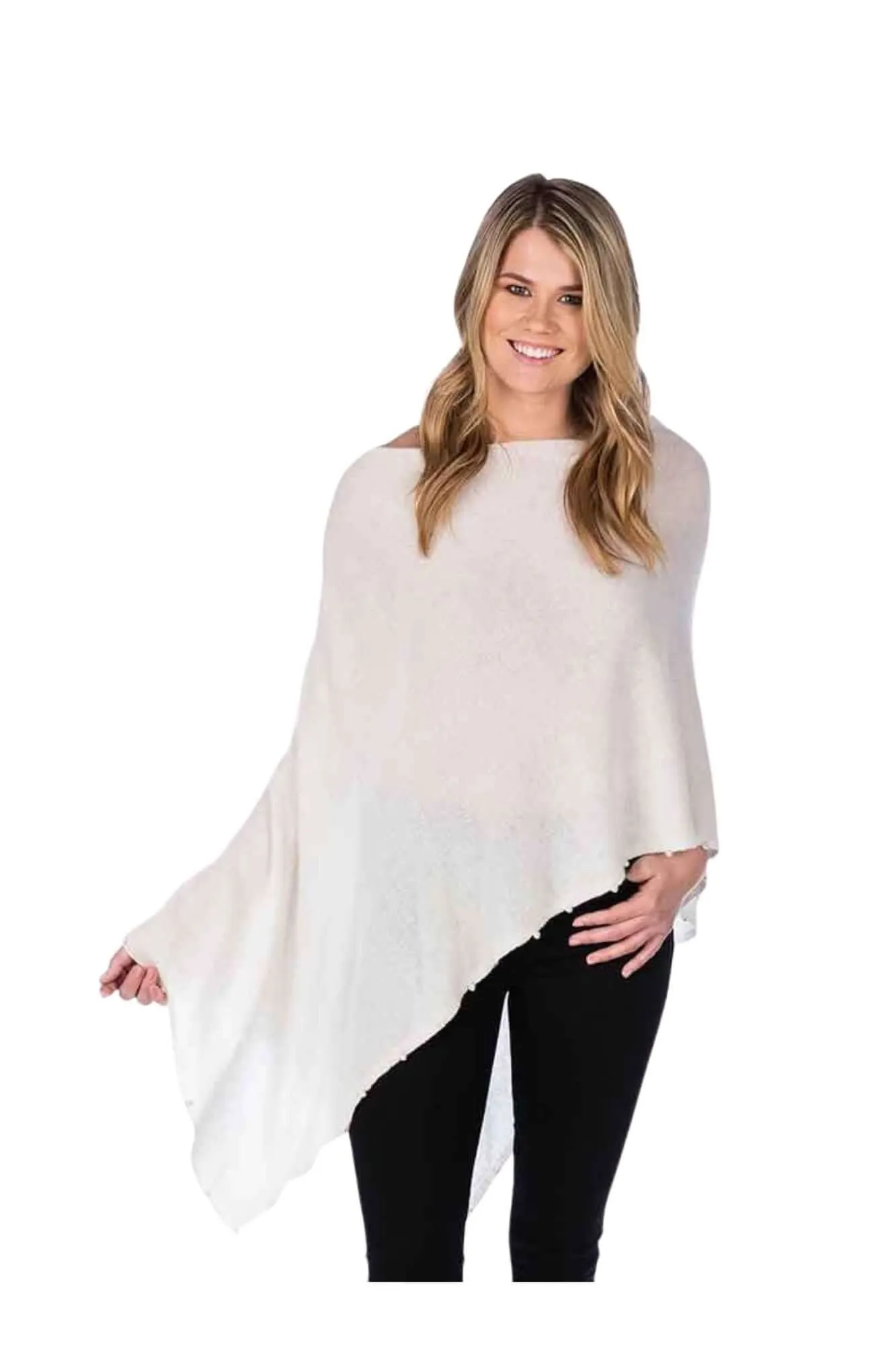 Cashmere Pearl Trim Dress Topper Poncho