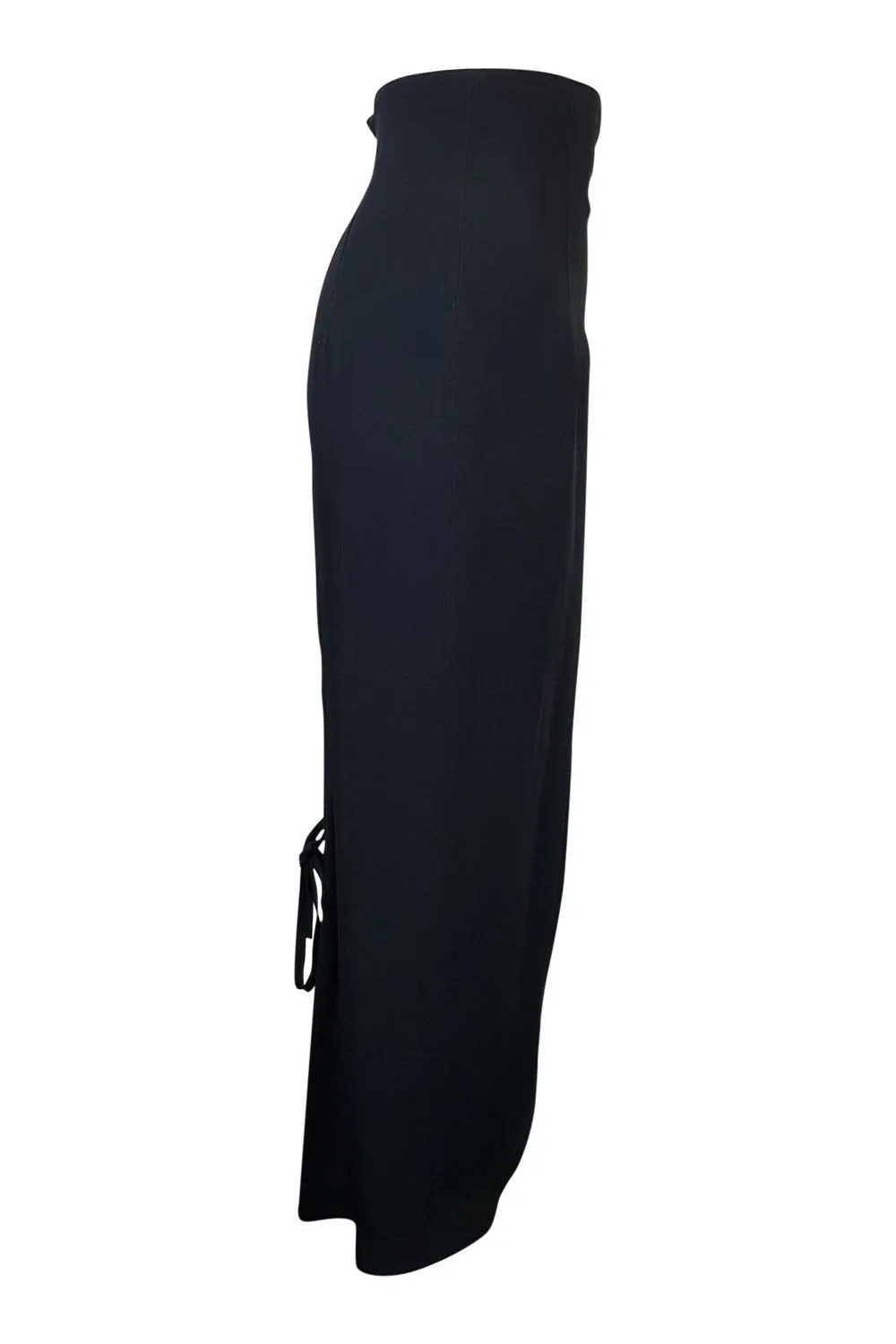 CLAUDE MONTANA Vintage Black High Waist Maxi Skirt (UK 6)