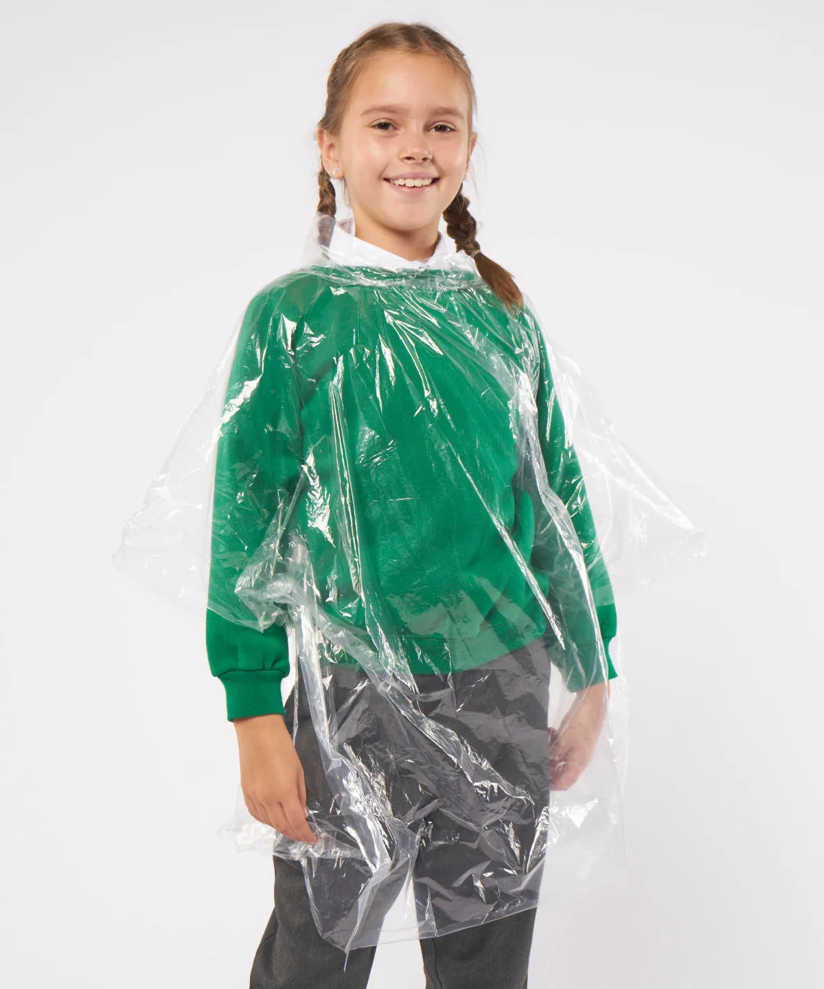 Clear - Kids emergency hooded plastic poncho