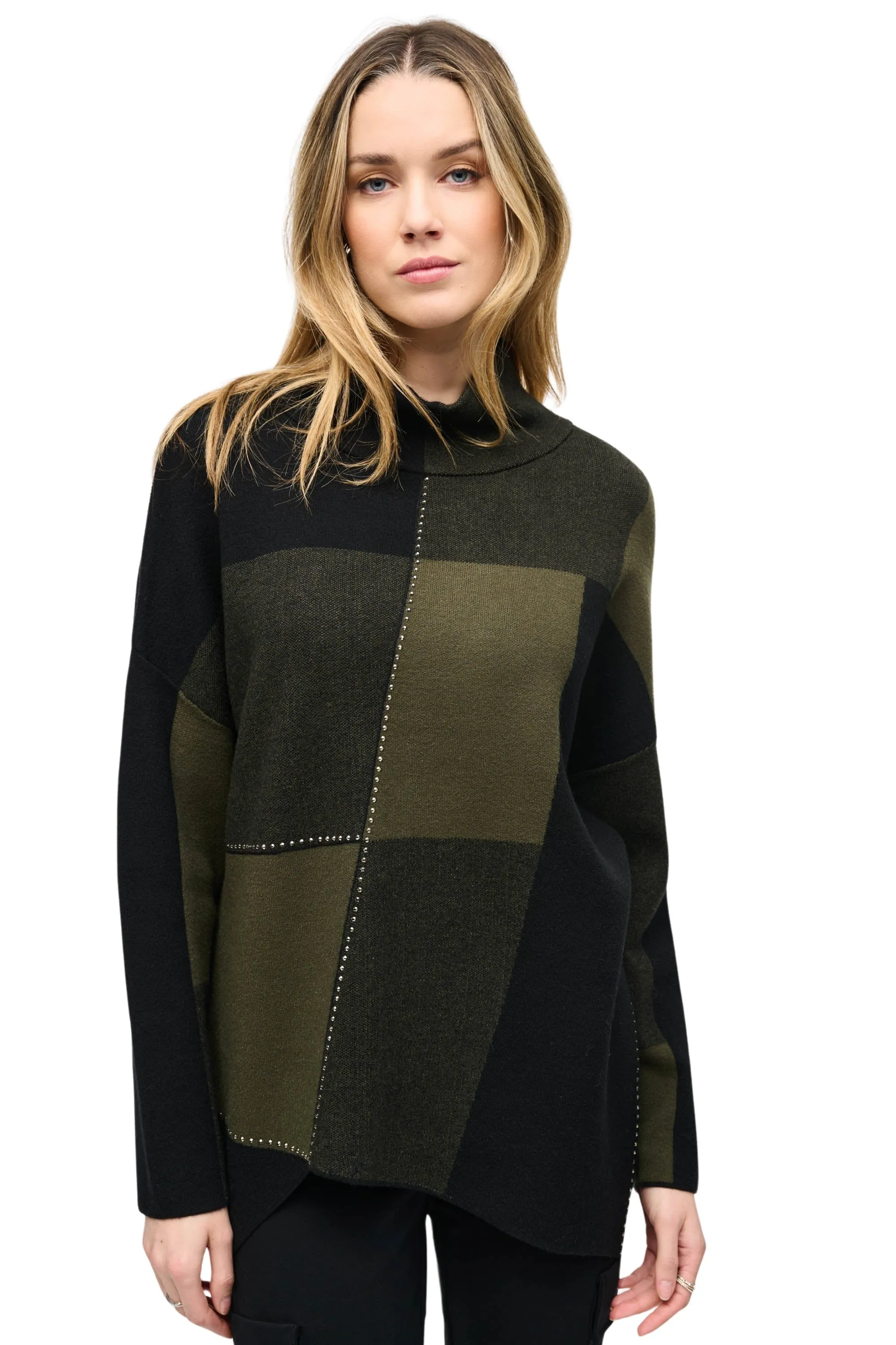 Color-Block Jacquard Knit Pullover