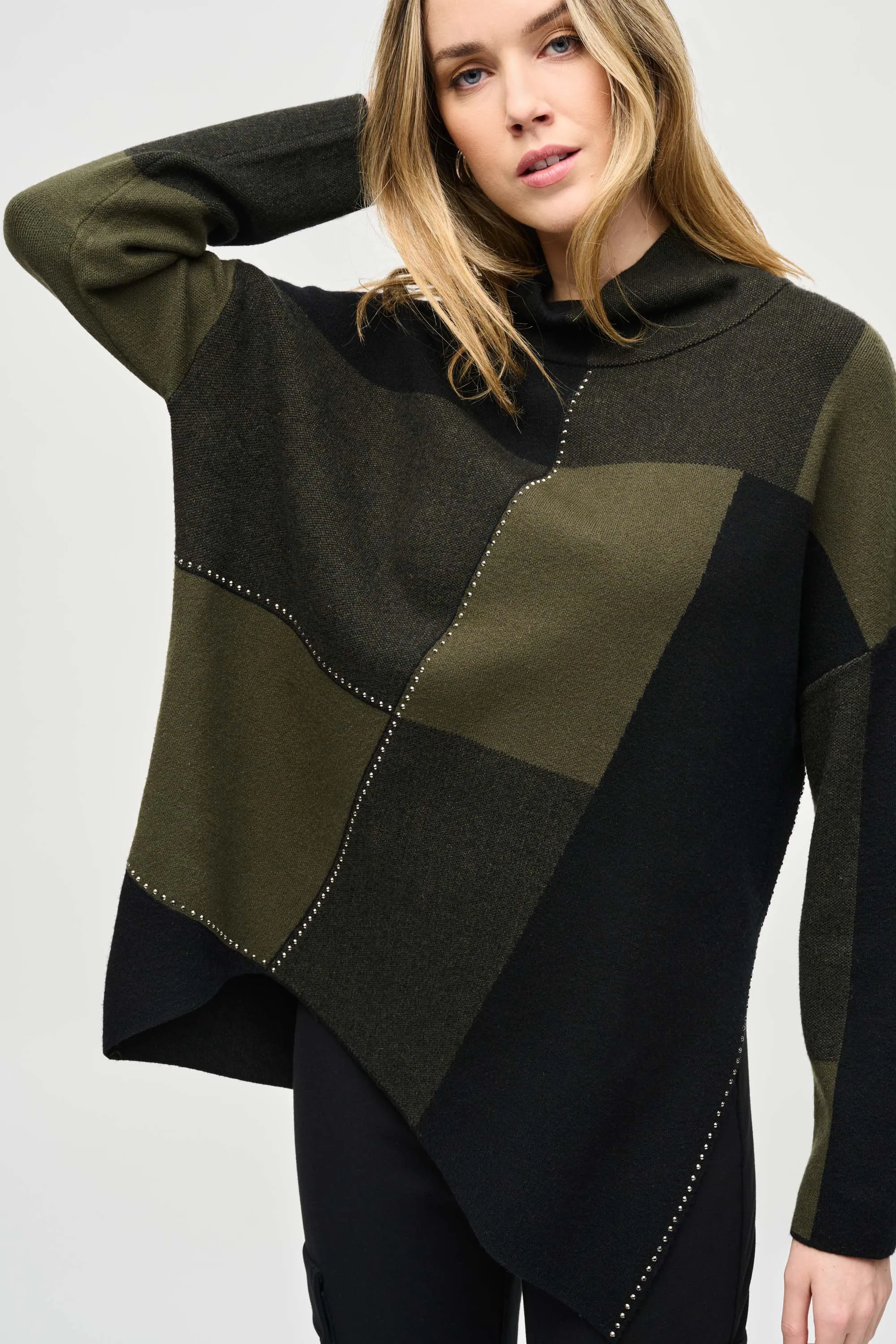 Color-Block Jacquard Knit Pullover